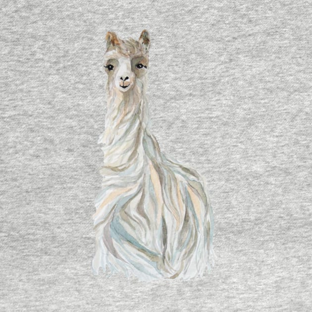 Llama watercolor drawing by Kuhtina